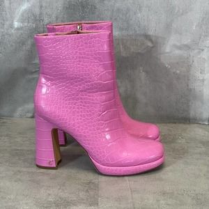 CIRCUS By Sam Edelman Pink Crush Croc Embossed Freddie Block Heel Platform